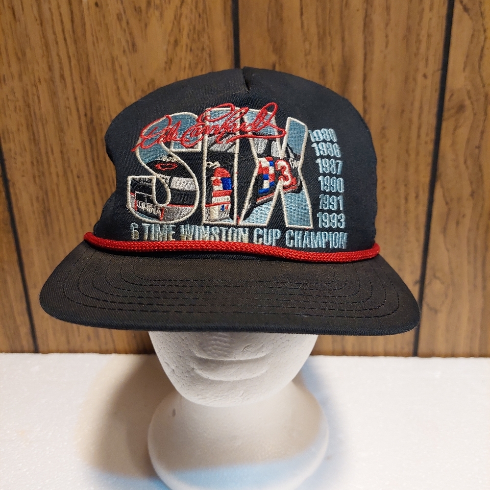 Vintage Dale Earnhardt 90s Hat 6 Time Winston Cup Champion Snapback Sports Image